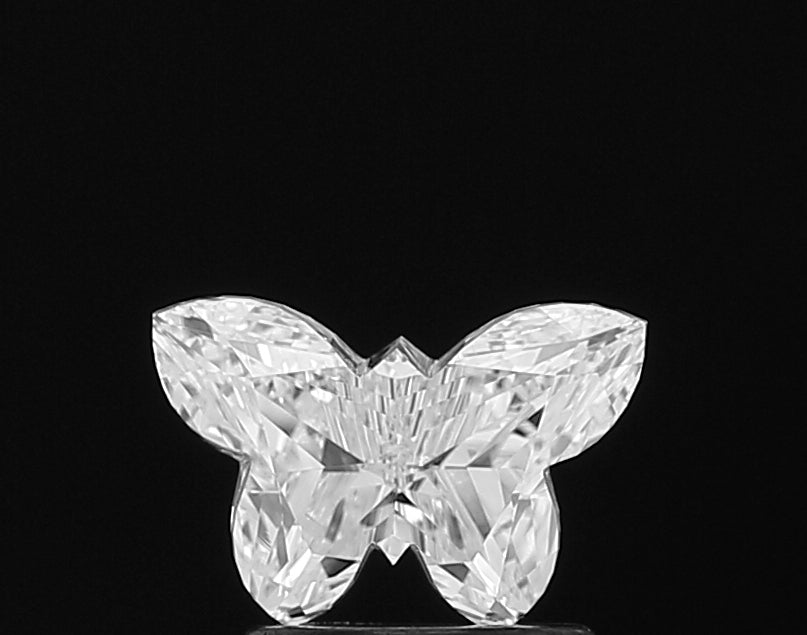 Authentic IGI certified lab grown **Butterfly Shape** diamond, presented with its official grading report, assuring its superior quality and ethical origin.