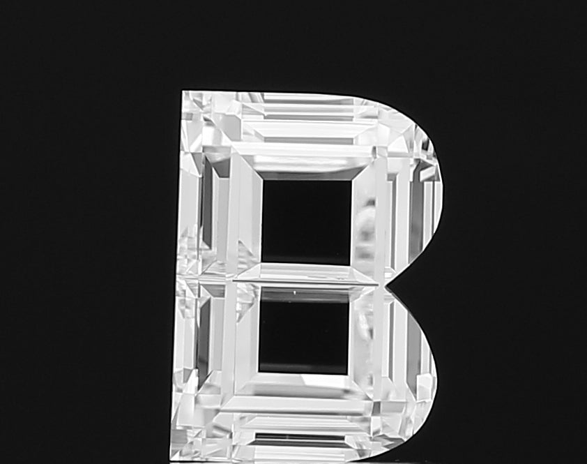 Stunning lab grown Alphabet B shape cut diamond, showcasing its unique and elegant silhouette with exceptional brilliance and artistry.