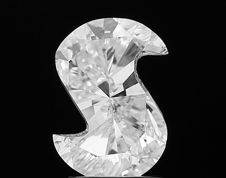 Stunning lab grown Alphabet S shape cut diamond, showcasing its unique and elegant silhouette with exceptional brilliance and artistry.