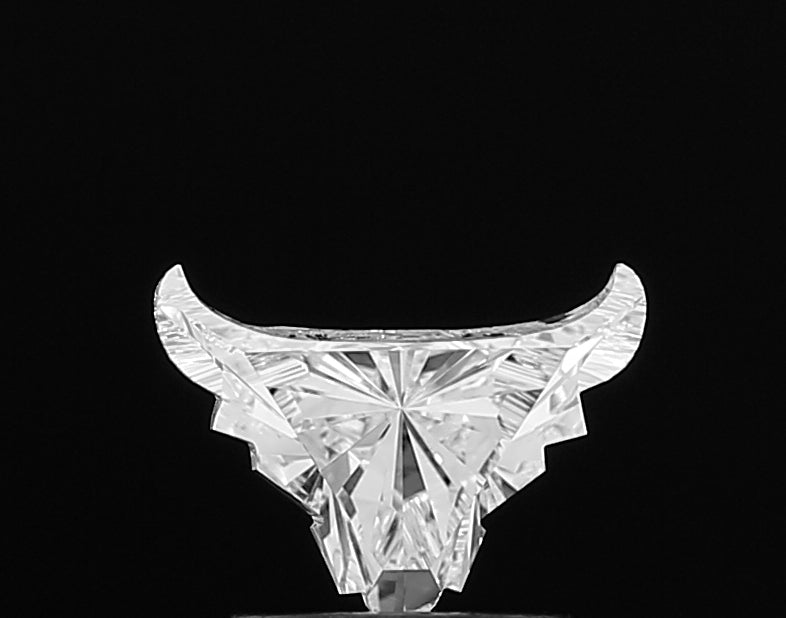 Captivating lab grown Bull Face shape diamond, a true sculptural masterpiece showcasing its powerful and distinctive outline from above.