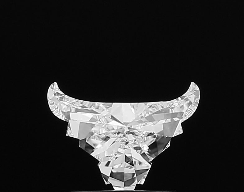 Stunning lab grown Bull Face shape cut diamond, showcasing its unique and captivating silhouette with exceptional brilliance and artistic detail.