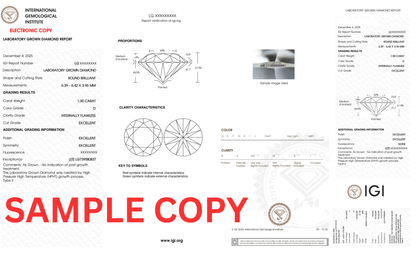 1.50-1.99 Ct 3Ex Round Brilliant Cut Lab Grown IGI Certified Diamond