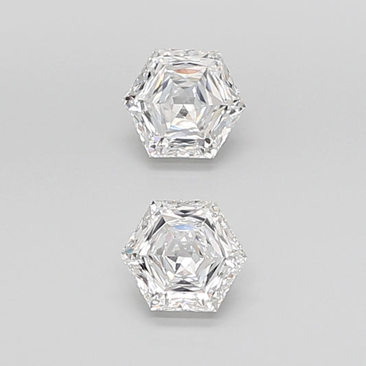 Hexagonal Brilliant Cut Lab Grown Pair Diamonds