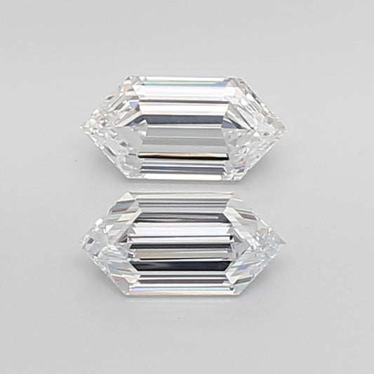Hexagonal Long Cut Lab Grown Pair Diamonds